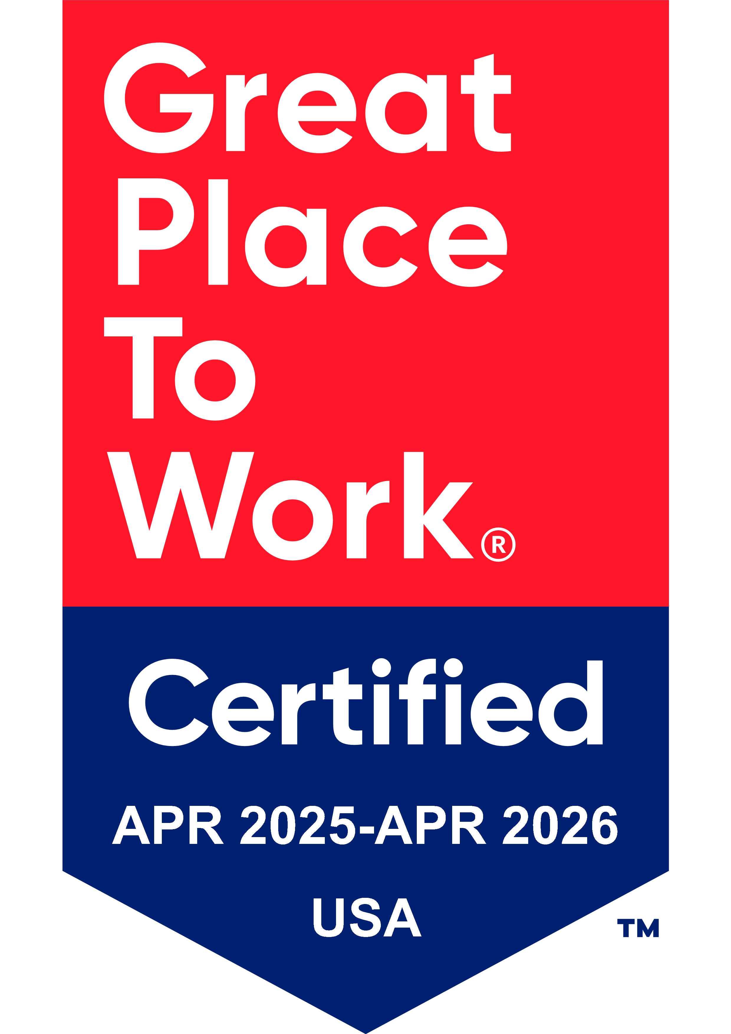 Great Place to Work Certified: April 2025-April 2026